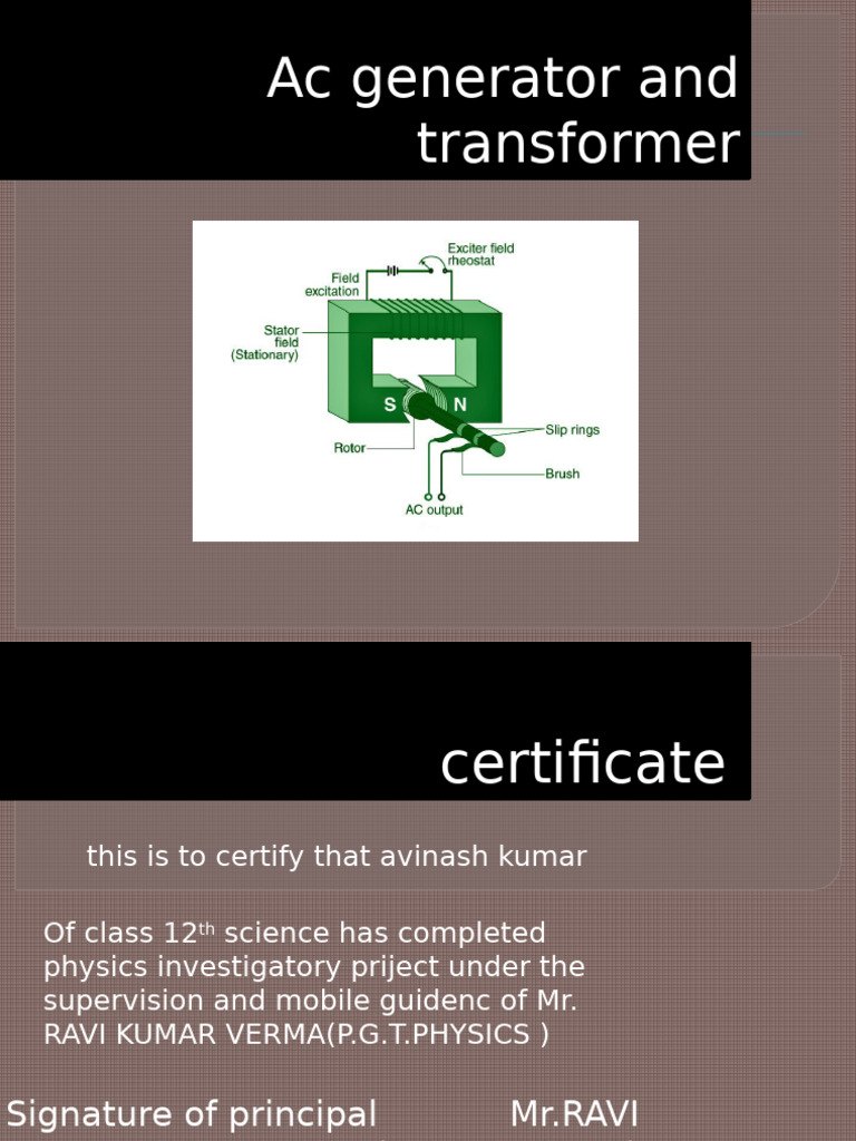AC Generator and Transformer Overview | PDF | Electric Generator ...