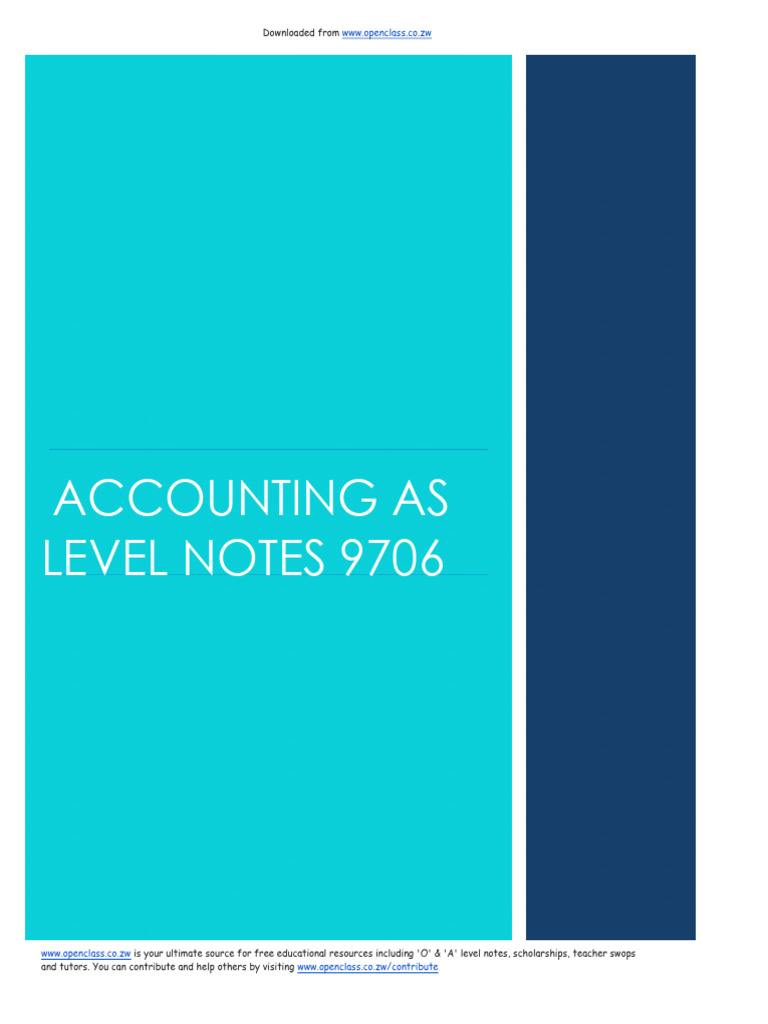 A Level Accounting Notes 9706 | PDF | Debits And Credits | Depreciation