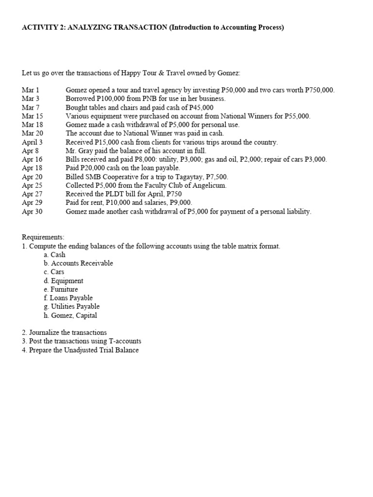 Accounting Transactions Analysis Guide | PDF