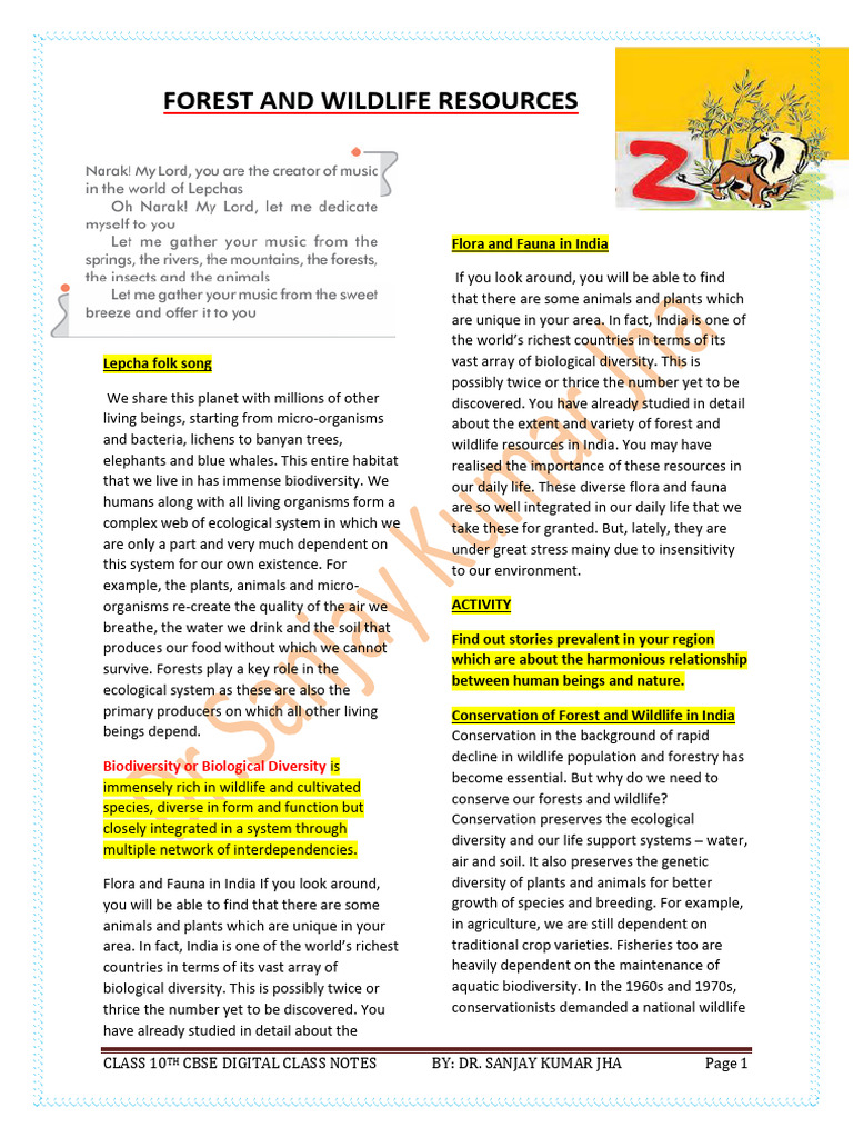 Forest and Wildlife Conservation in India | PDF | Biodiversity ...