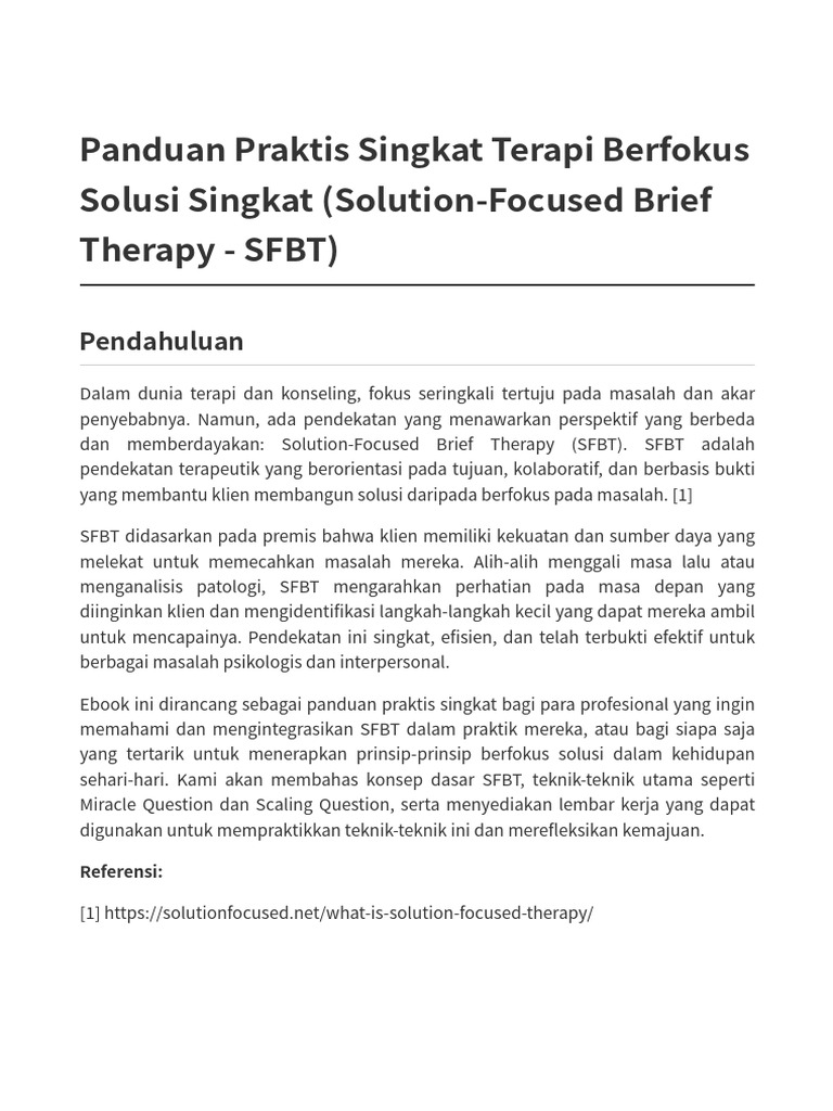 Panduan Singkat SFBT untuk Terapi | PDF