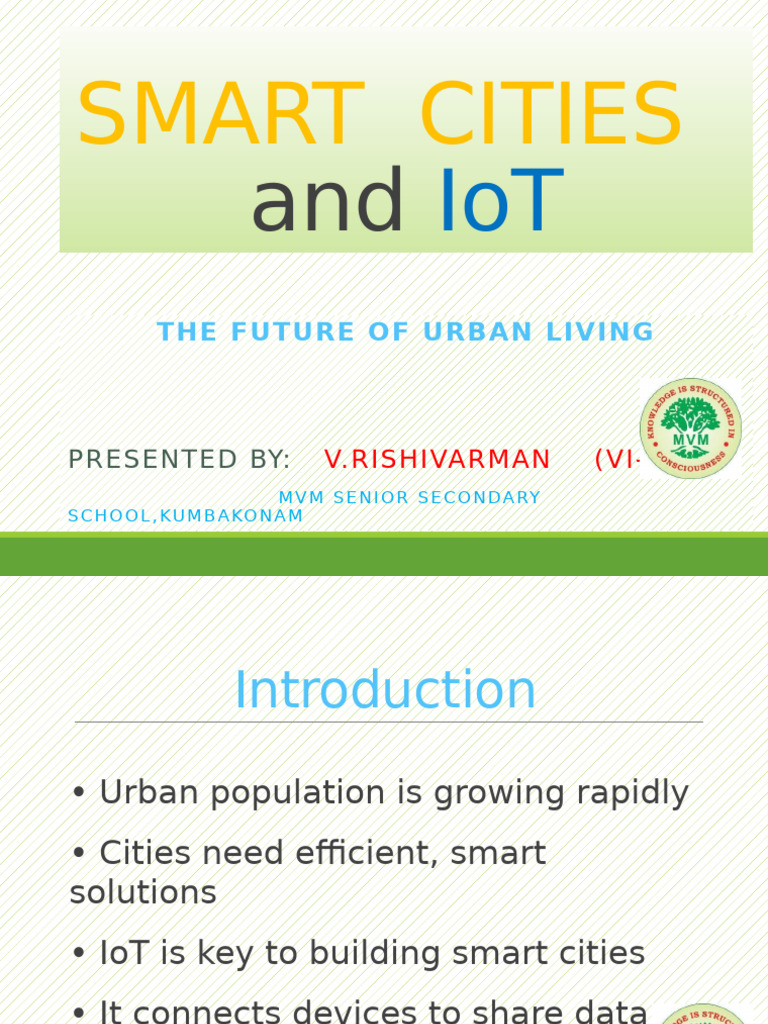 Smart Cities and IoT Presentation RISHIVARMAN .V | PDF