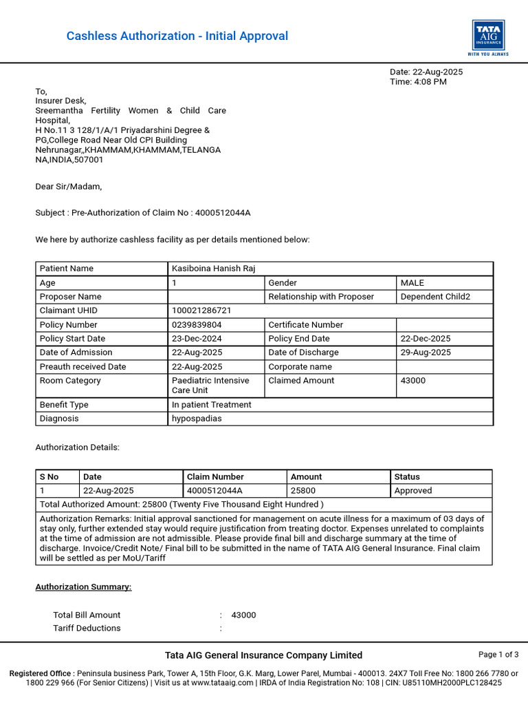 First Approval - 250822 - 162641 | PDF | Insurance
