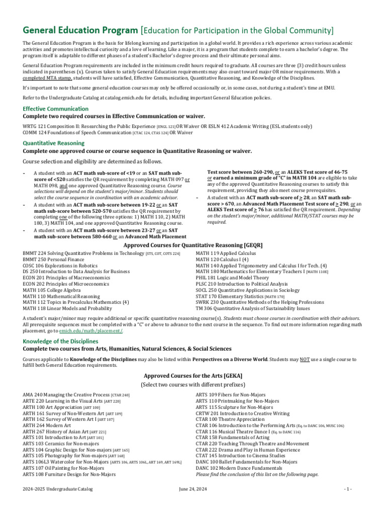 General Education Program Overview 2024-2025 | PDF | Mathematics ...