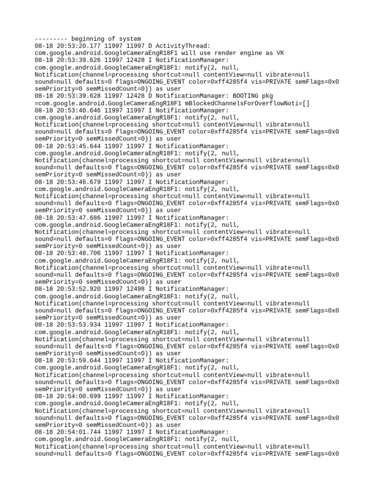 Google Camera Notification Logs | PDF | Mobile Linux | Embedded Linux ...