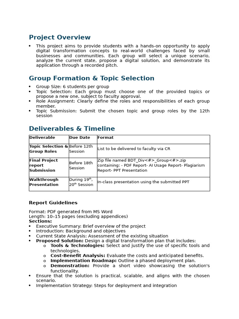 Project Guidelines BDT | PDF | Plagiarism | Artificial Intelligence