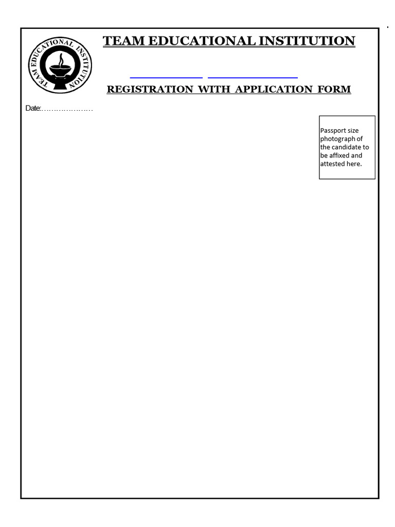 Registration Form for Team Institute | PDF | Government And Personhood