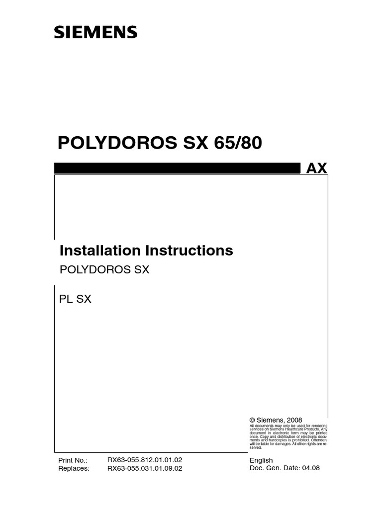 POLYDOROS SX 65/80 Installation Guide | PDF | Screw | Electrical Connector