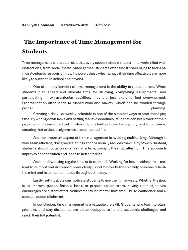 Time Management Tips for Students | PDF