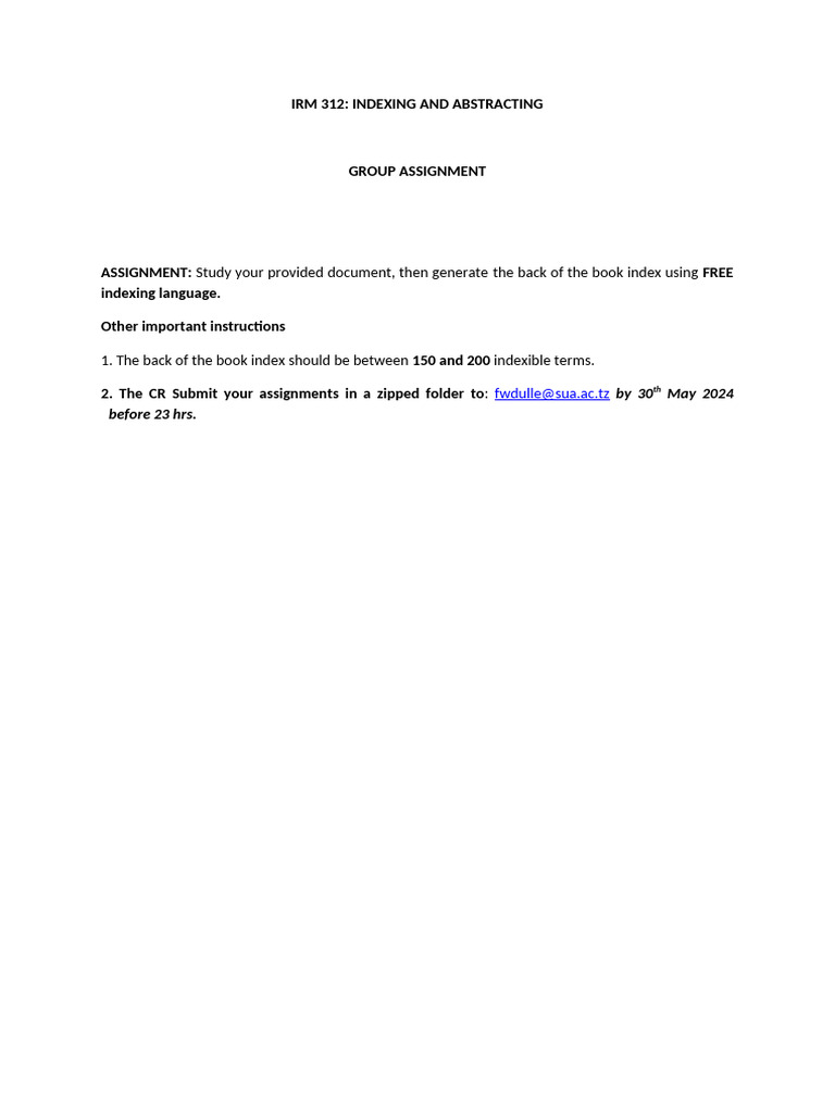 Indexing and Abstracting Assignment Guide | PDF