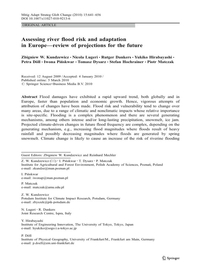 Future River Flood Risk in Europe | PDF | Flood | Greenhouse Gas