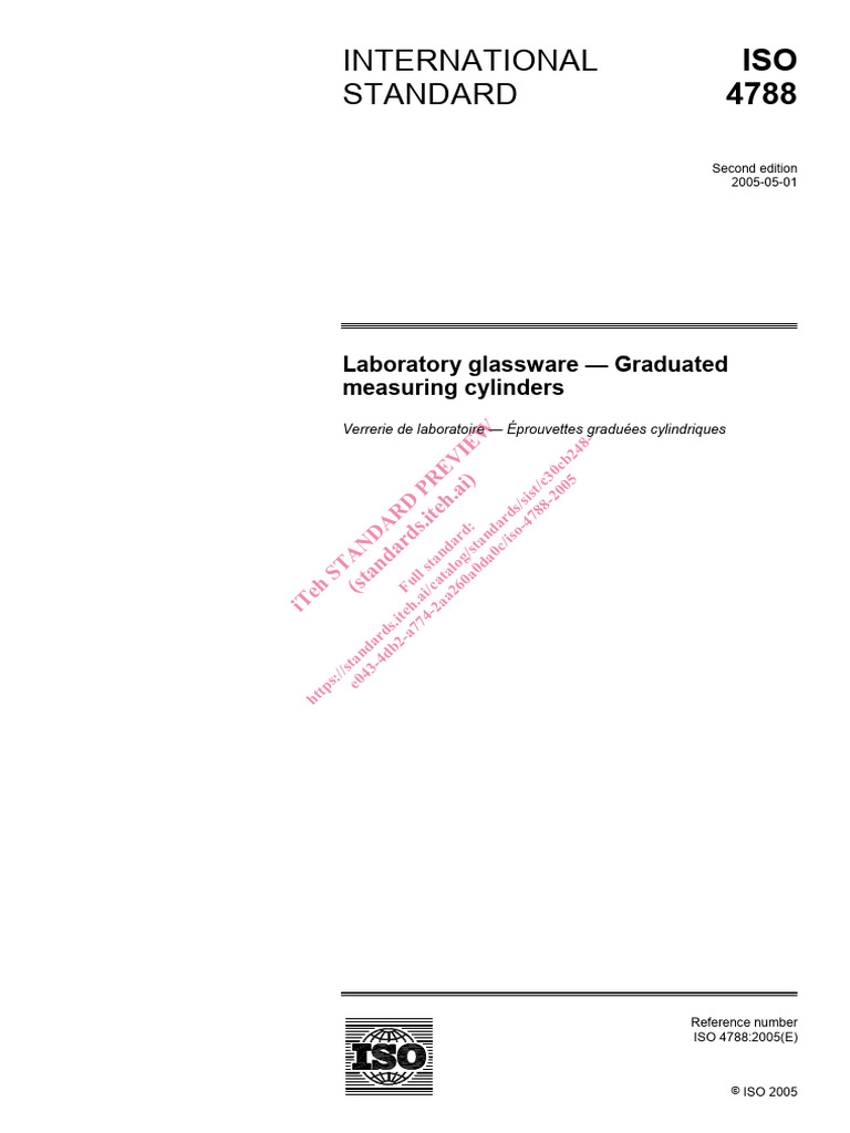 ISO 4788:2005 - Measuring Cylinders Standard | PDF | International ...