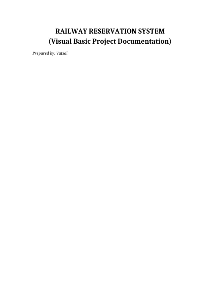 Visual Basic Railway Reservation System | PDF | Microsoft Access ...