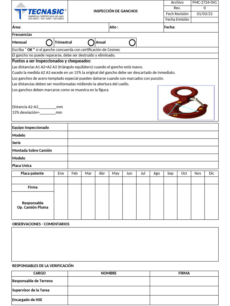 Inspección y Mantenimiento de Ganchos | PDF