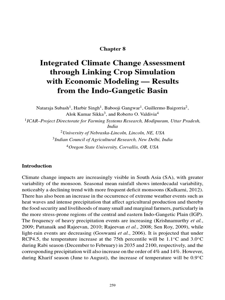 Subash Et Al 2015 Integrated Climate Change Assessment Through Linking ...