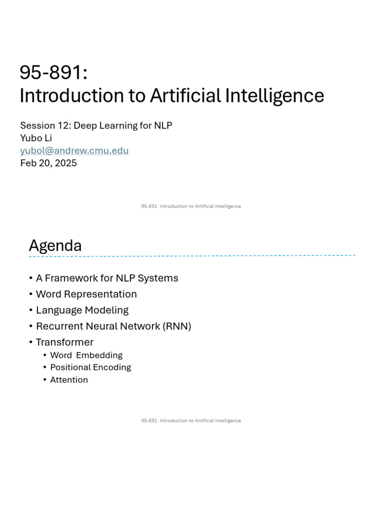 IAI S2025 Session 12 - Deep Learning For NLP | PDF | Deep Learning ...
