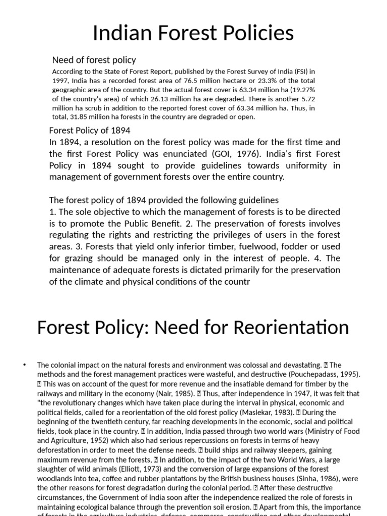 Overview of India's Forest Policies | PDF | Forests | Forestry