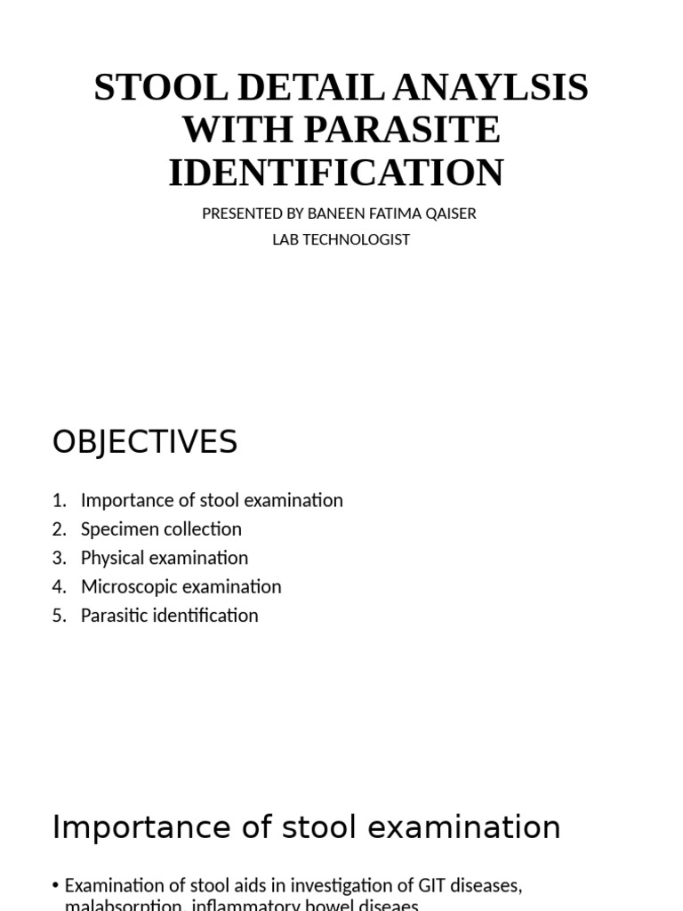 Stool Detail Anaylsis With Parasite Identification | PDF