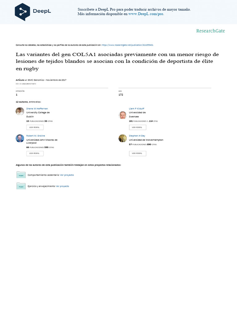 COL5A1 Gene Variants Previously Associated Es | PDF | Colágeno ...