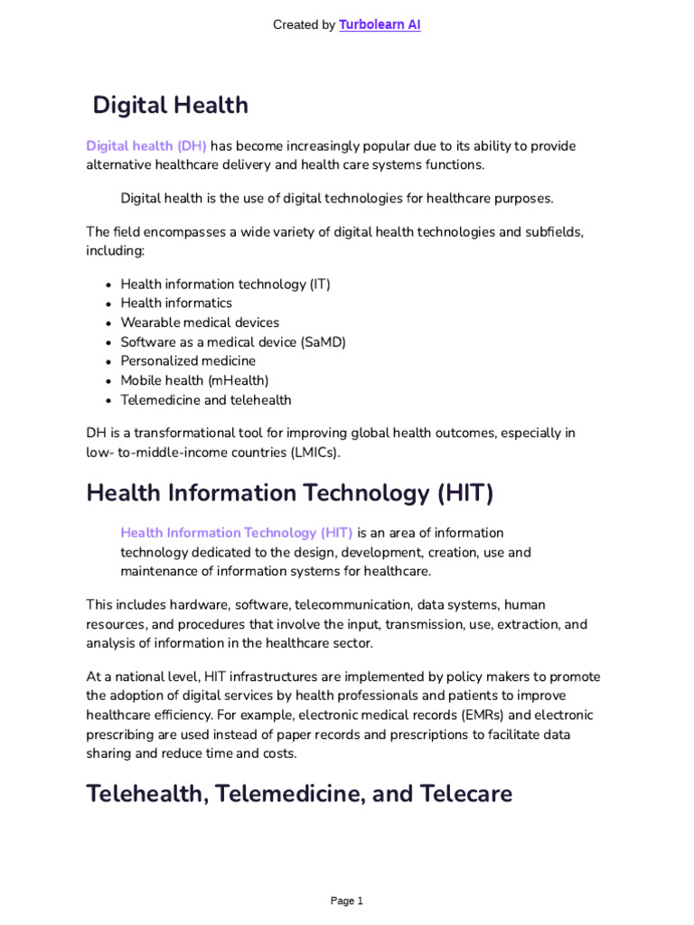 Digital Health (DH) | PDF | Electronic Health Record | Health Insurance ...