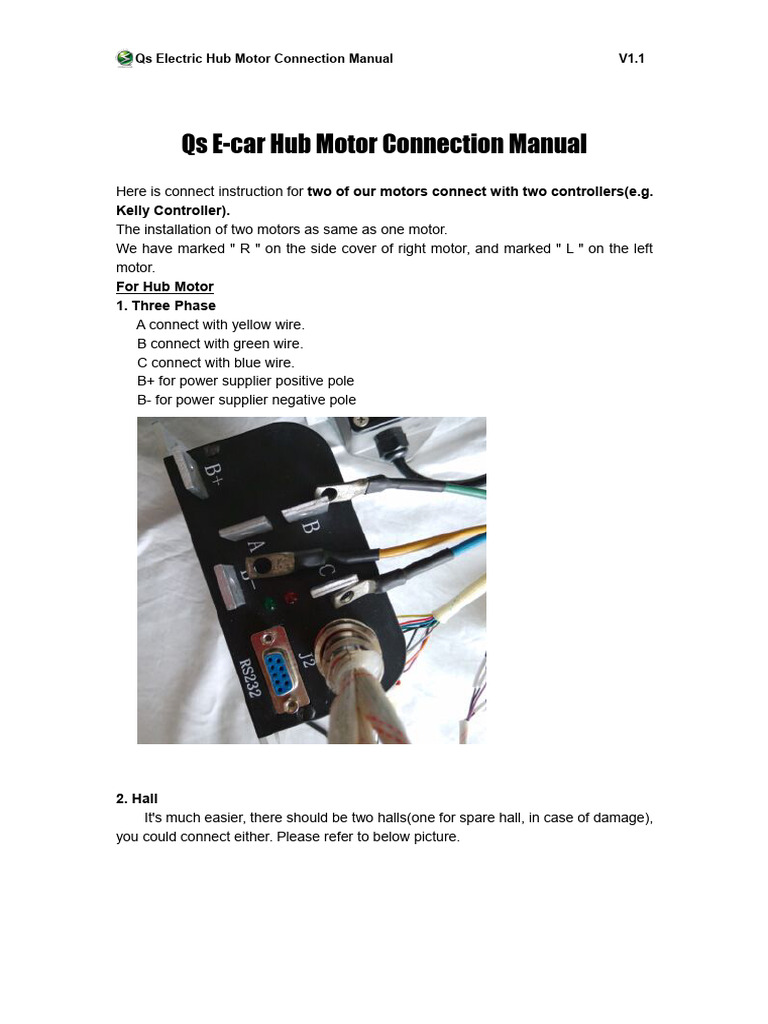 Qs Electric Hub Motor Connection Guide | PDF | Brake | Vehicles