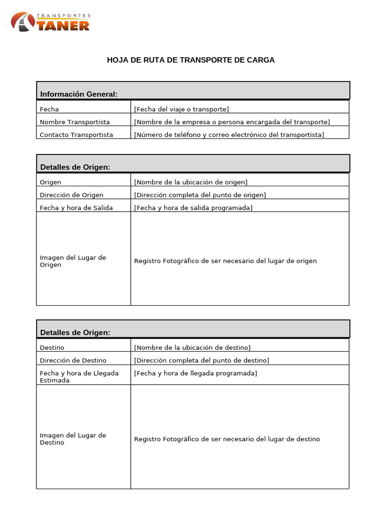 Hoja de Ruta para Transporte de Carga | PDF