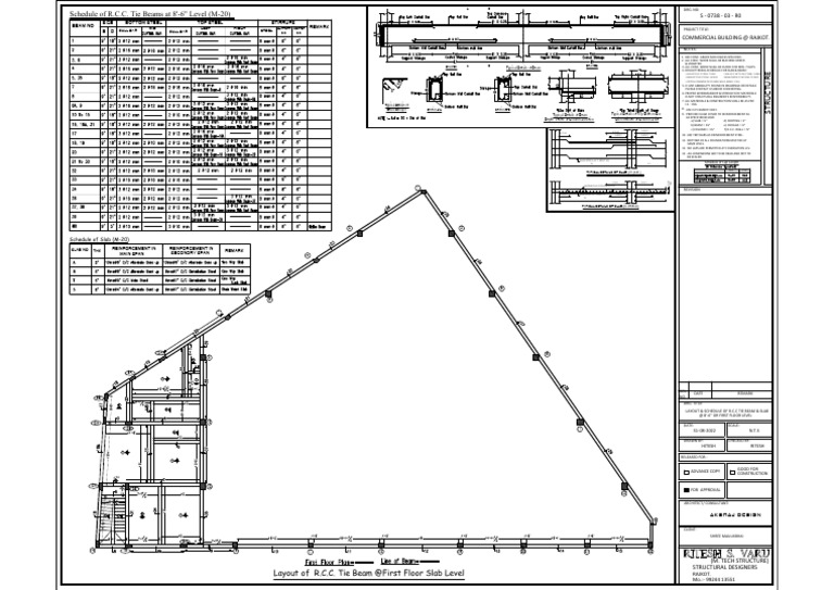 R.C.C. Tie Beam & Slab Layout Details | PDF | Beam (Structure) | Concrete