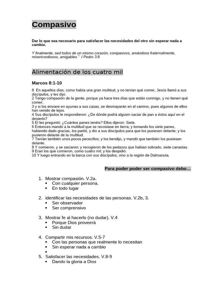 Compasión y Satisfacción de Necesidades | PDF