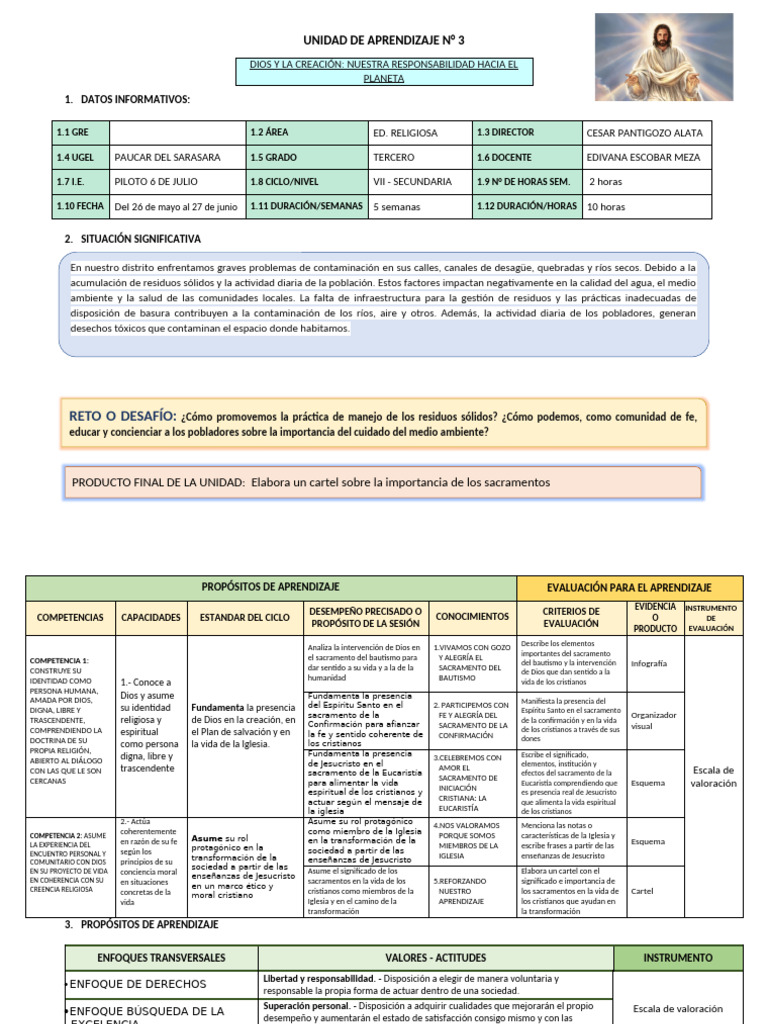 2025-Tercera Unidad de Aprendizaje Tercero | PDF | Sacramentos | eucaristía