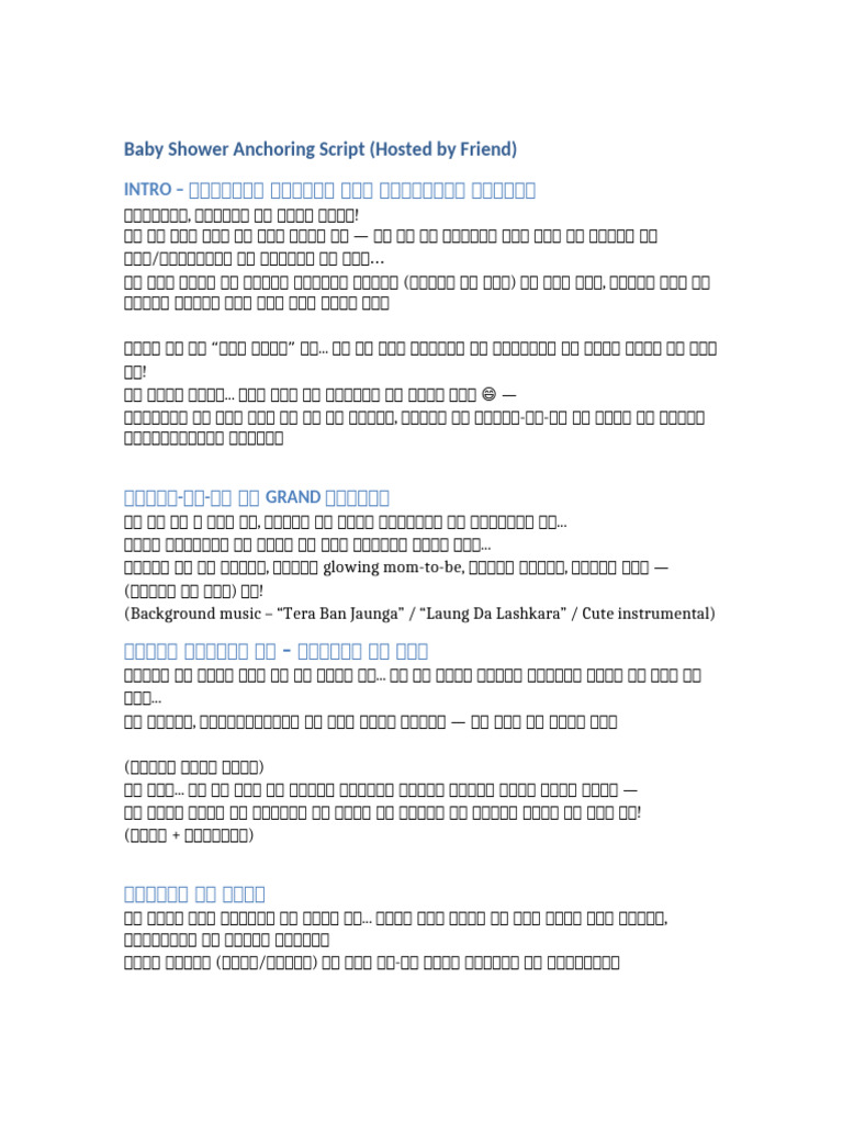Baby Shower Anchoring Script Friend Host | PDF