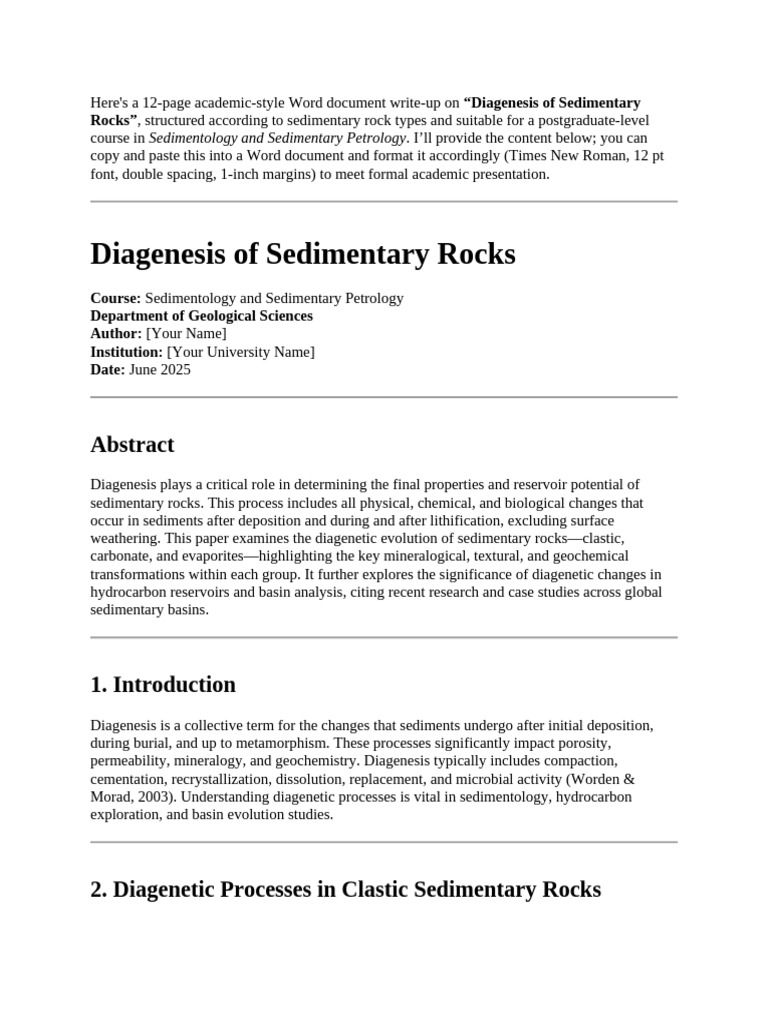 Diageness of Sedimentary Rocks | PDF | Clastic Rock | Sedimentary Rock
