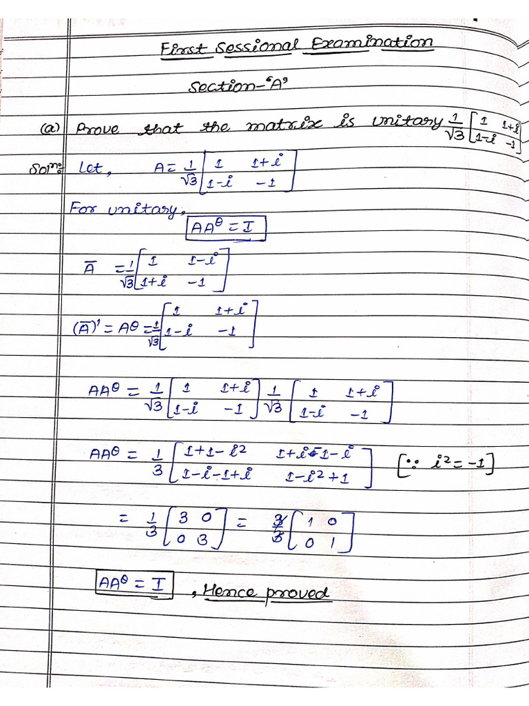 Maths Solutions Sessional Exam - 1 | PDF
