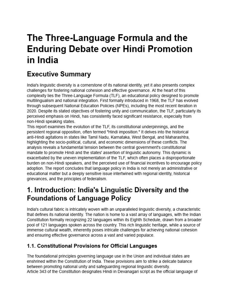 Three-Language Formula in India | PDF | Linguistics