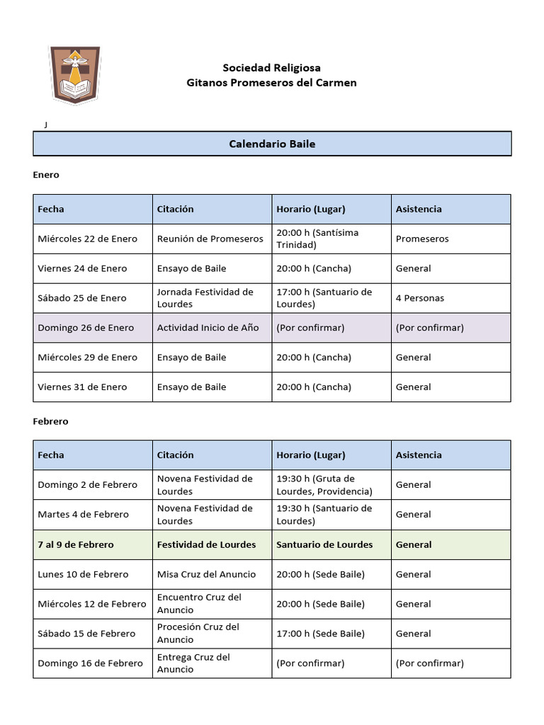 Calendario de Actividades Religiosas 2024 | PDF | Fiestas cristianas y ...