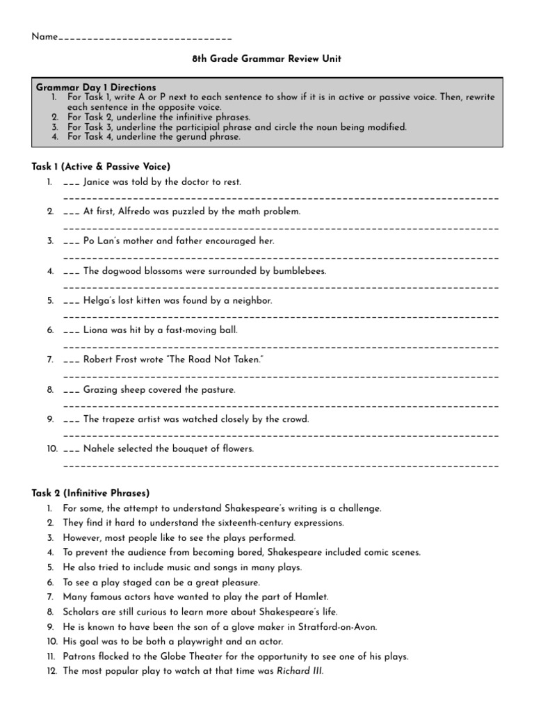 24-25 Grammar Unit - 8th Grade Grammar Review | PDF | English Grammar ...