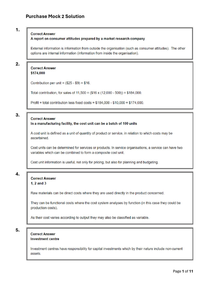 Purchase Mock 2 Solution Guide | PDF