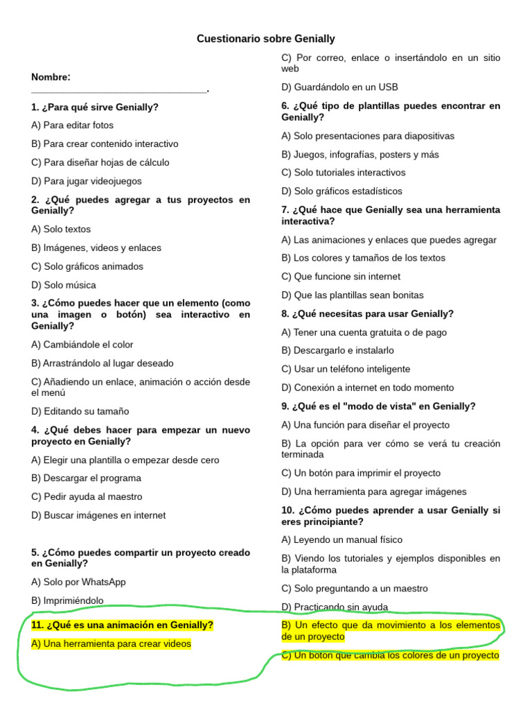 Cuestionario sobre Genially Interactivo | PDF | Ventana (informática ...