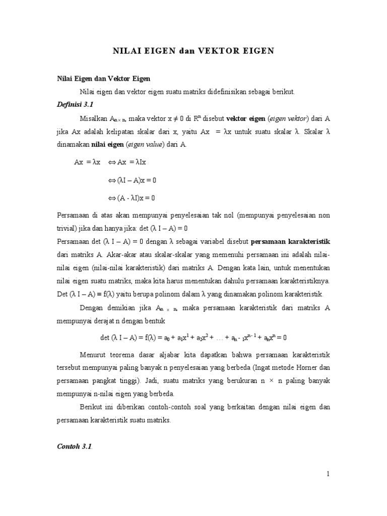 Nilai Eigen Vektor Eigen Jadi
