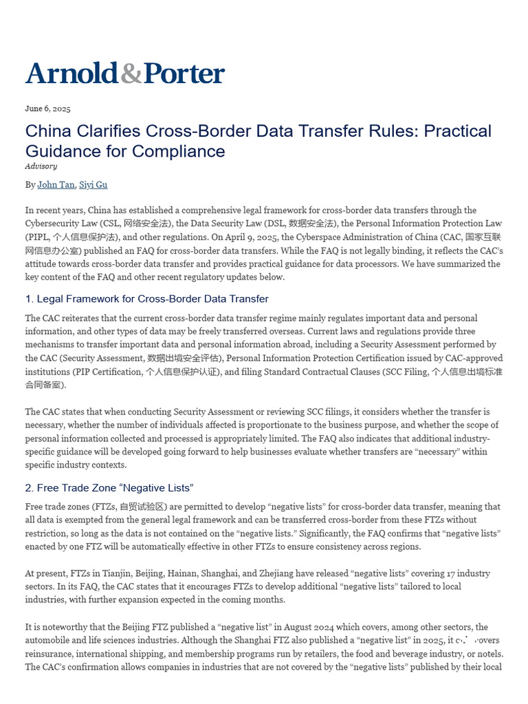 China Cross-Border Data Transfer Rules | PDF | Multinational ...