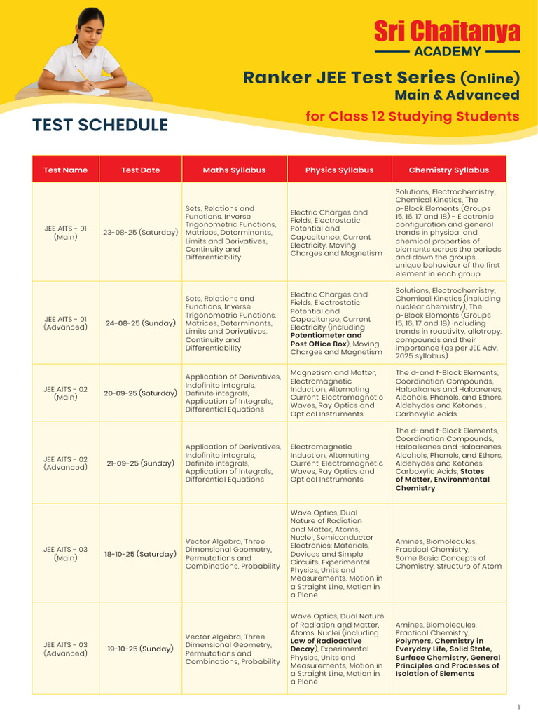 SCA-Ranker JEE Test Series – Class 12 Studying [P1] | PDF | Chemistry ...