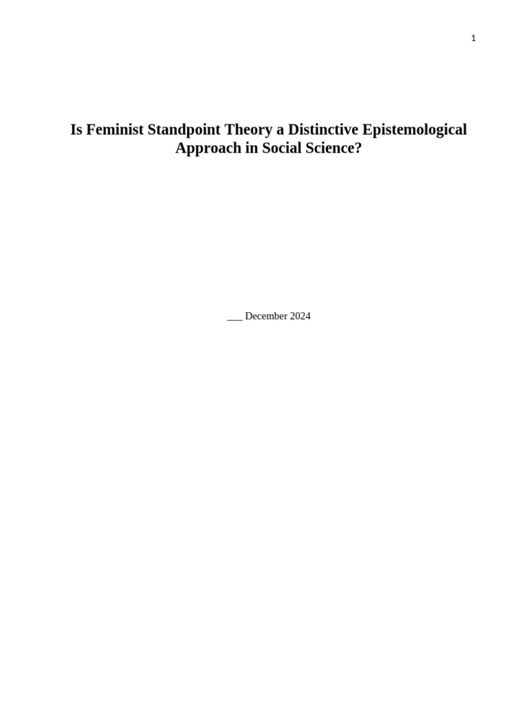 Feminist Standpoint Theory in Social Science | PDF | Epistemology ...