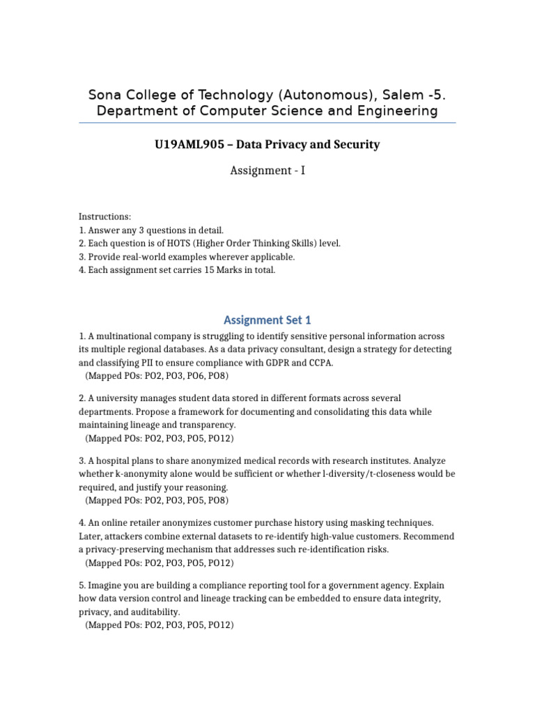Data Privacy and Security Assignment Guide | PDF | Privacy | Point Of Sale