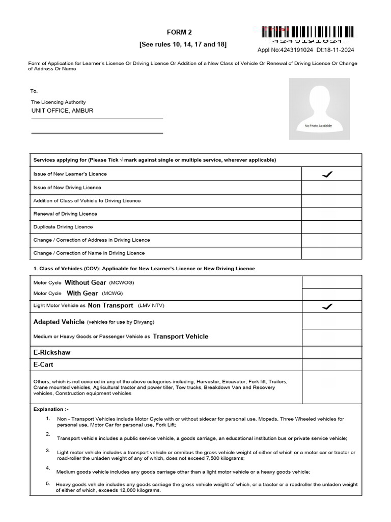 Driving Licence Application Form Guide | PDF | Driver's License | Land ...