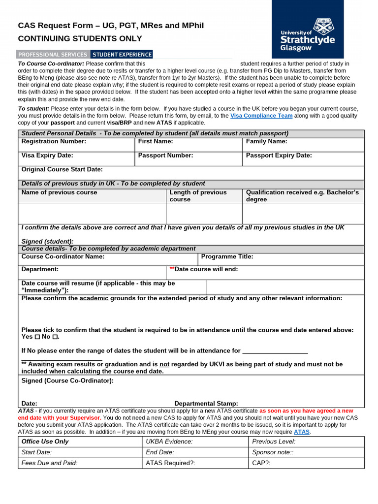 CAS Request Form - Non-PhD | PDF | Vocational Education | Qualifications