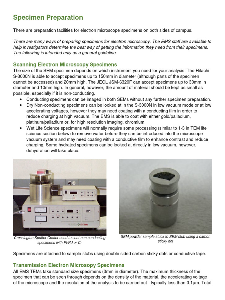 Electron Microscopy Specimen Prep Guide | PDF | Scanning Electron ...