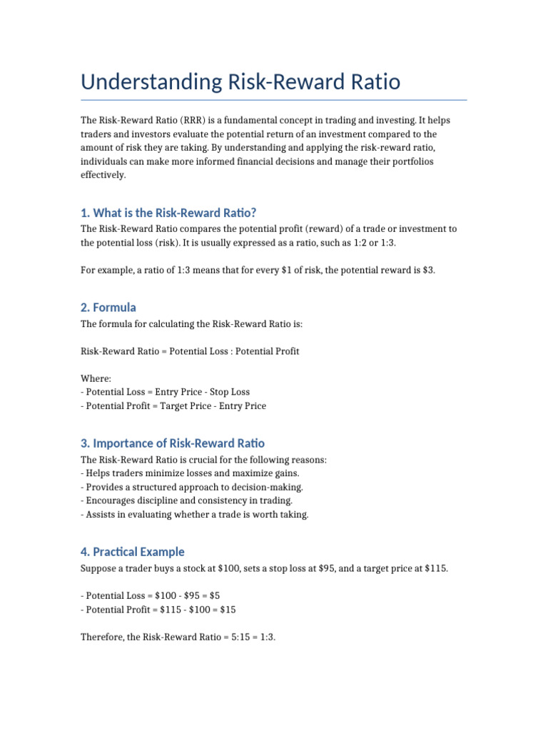 Risk Reward Ratio | PDF