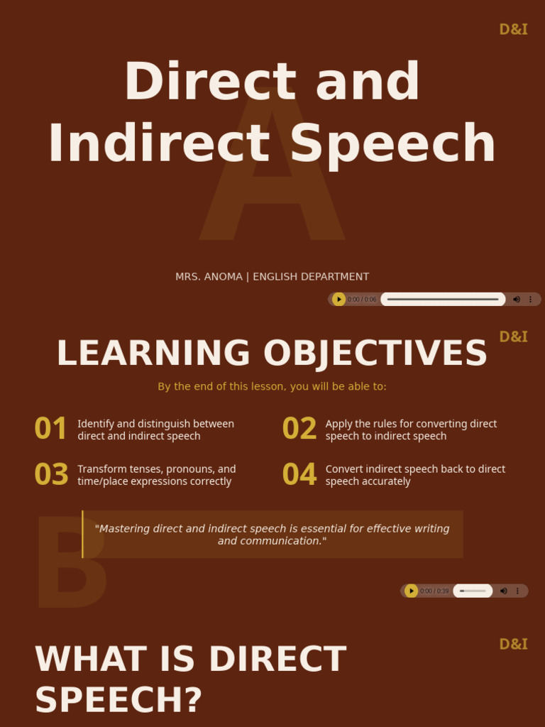 Mastering Direct and Indirect Speech | PDF | Grammatical Tense | Languages