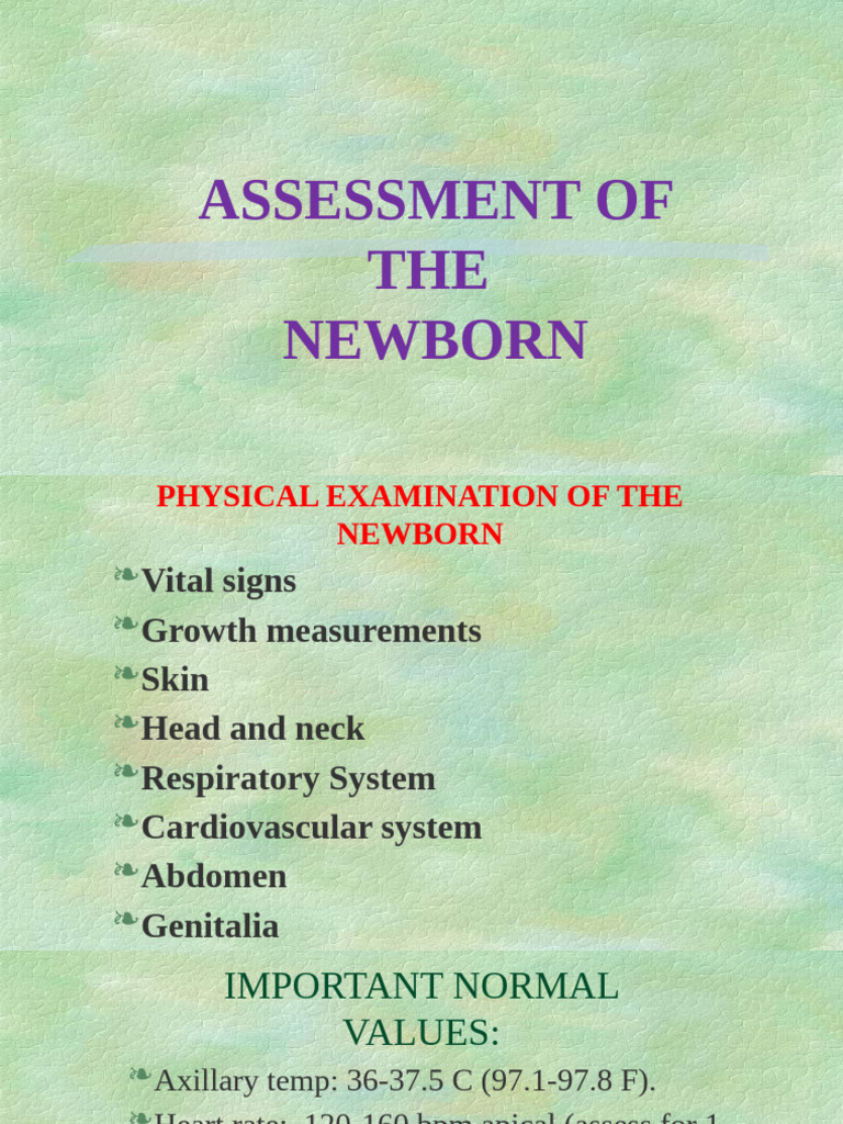 Normal Newborn Assessment Guidelines | PDF | Infants | Human Nose