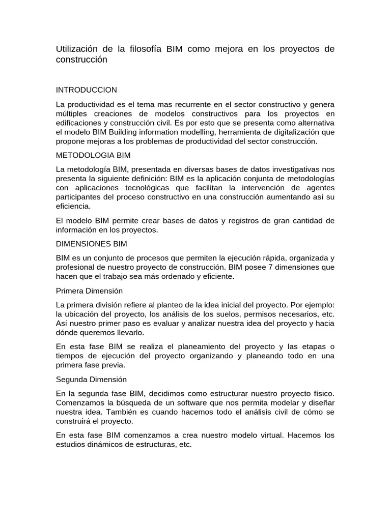Filosofía BIM en Proyectos de Construcción | PDF | Modelado de ...