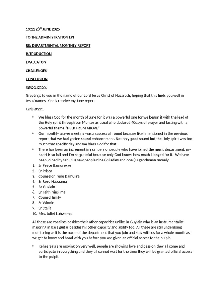 May Report. | PDF